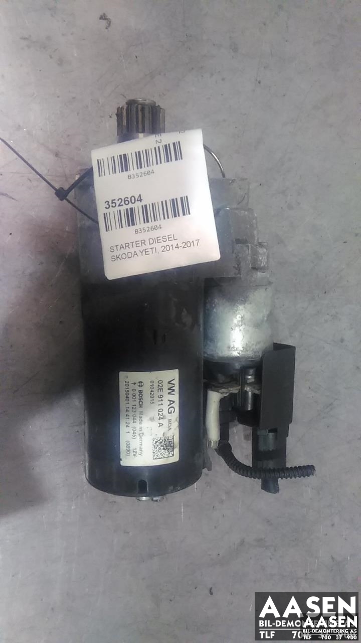 Starter diesel til Škoda Yeti, 2014-2017 (Fase 2)  (BOSCH|02E 911 024 A)
