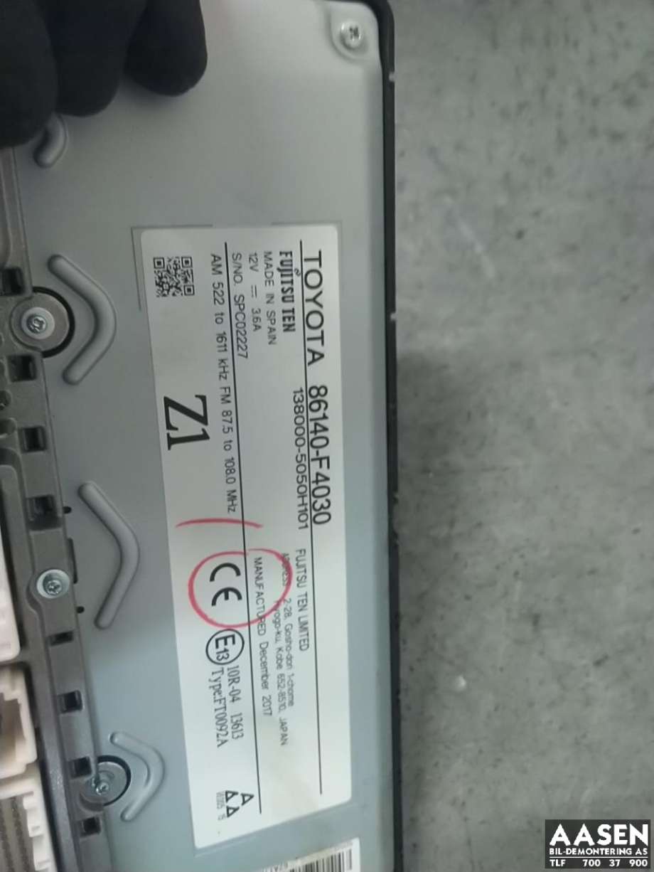 Bilstereo navigasjon skjerm til Toyota C-HR 2016-->>  (86140F4030|)