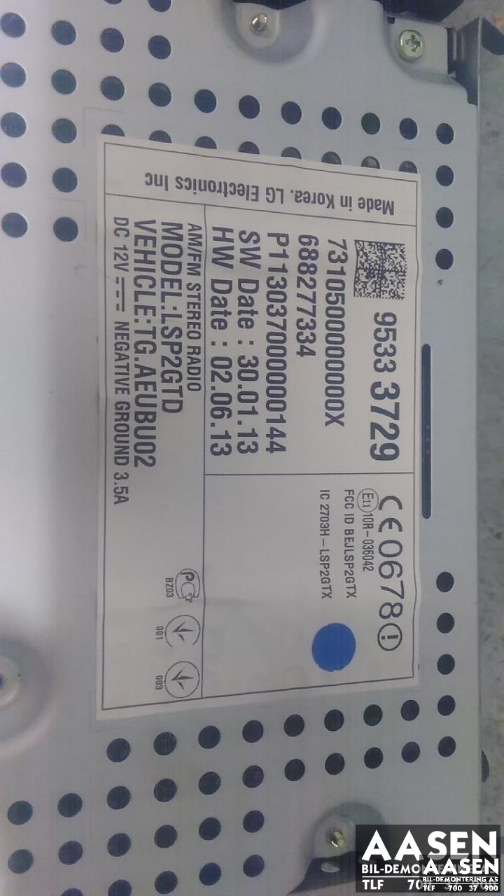 Bilstereo til Chevrolet Trax 2013-2014  (95333729|)