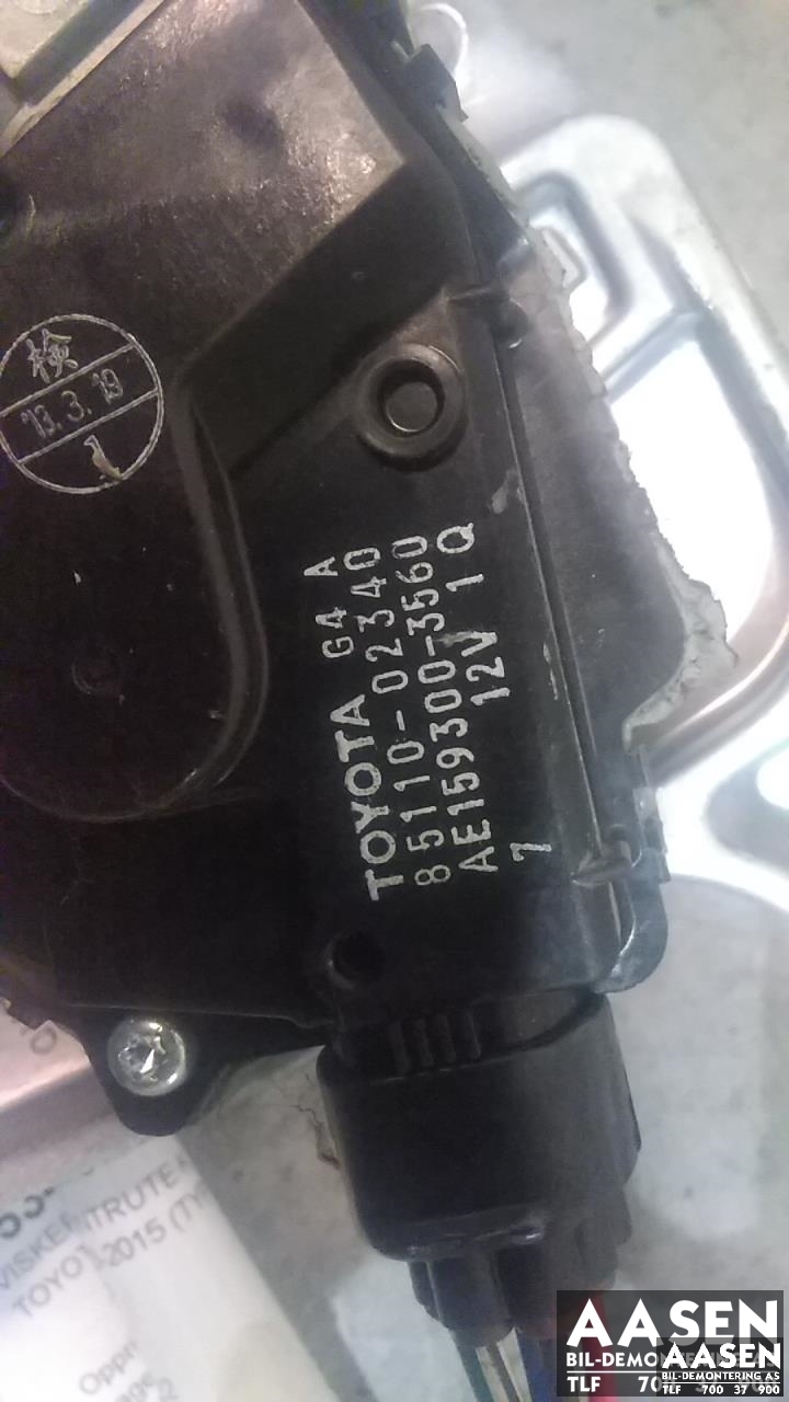 Viskermotor frontrute komplett m/overføring til Toyota Auris 2013-2015 (Type II, Fase 1)  (85110-02340|)