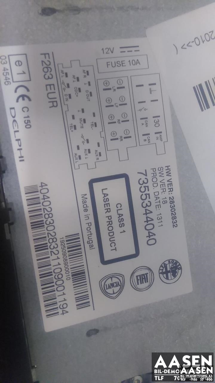 Bilstereo til Fiat Doblo 2010-->> (Type II)  (DELPHI|7355344040|)