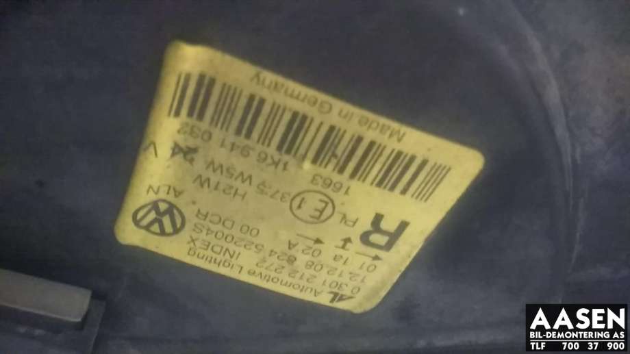 Frontlykt høyre xenon til VW Golf V, STV 2007-2010 (JETTA) (JETTA) (AL|1T0907391 0103|)