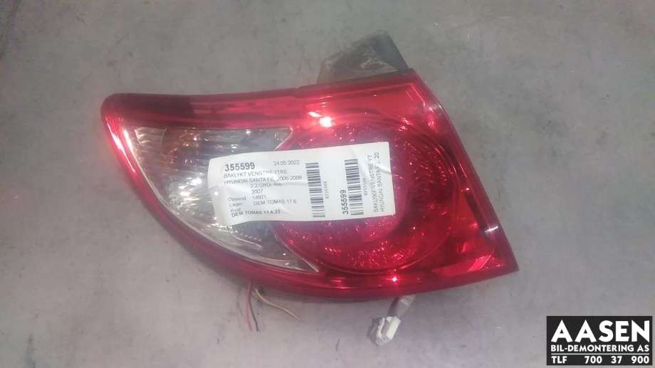 Baklykt venstre ytre til Hyundai Santa Fe, 2006-2009 (Type II, Fase 1)  (92401 2B020)