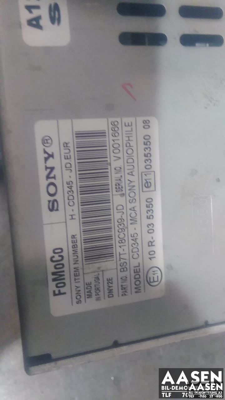 Bilstereo til Ford Mondeo 2011-2014 (Type IV, Fase 2) (SONY|BS7T-18C939-JD|1836341|)
