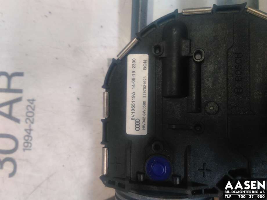 Viskermotor frontrute komplett m/overføring til Audi A3 2012-2016 (Type III, Fase 1)  (8V1 955 023 D|)