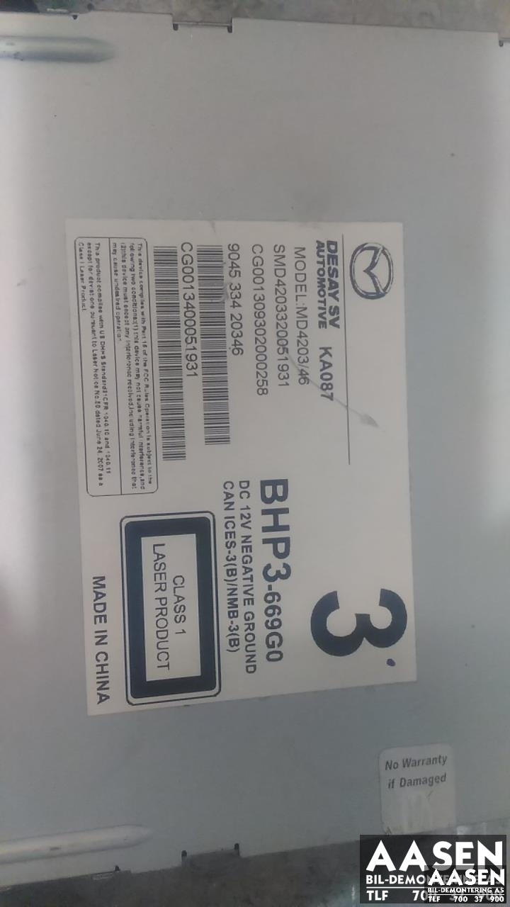 Bilstereo til Mazda 3 2013-2016 (Type III, Fase 1)  (BHP3-669G0|)