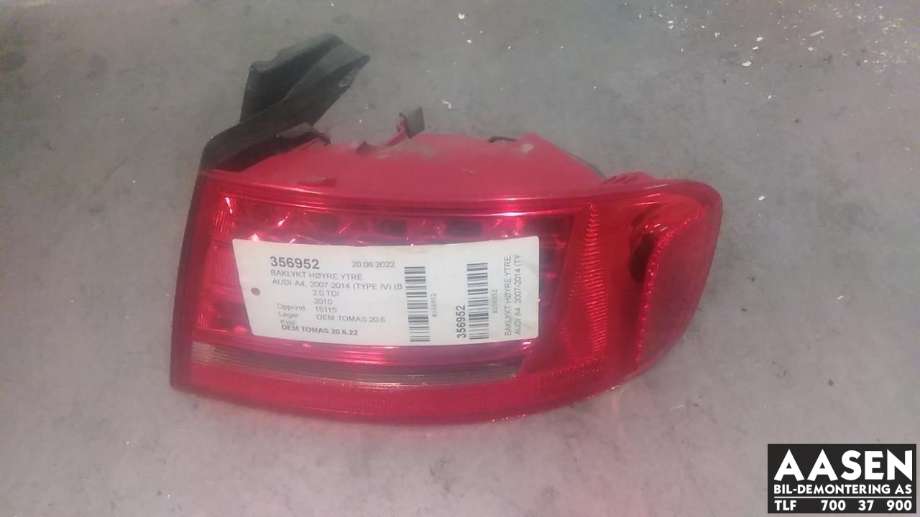Baklykt høyre ytre til Audi A4 2007-2014 (Type IV) (B8) (B8) (8K5 945 096 K|)
