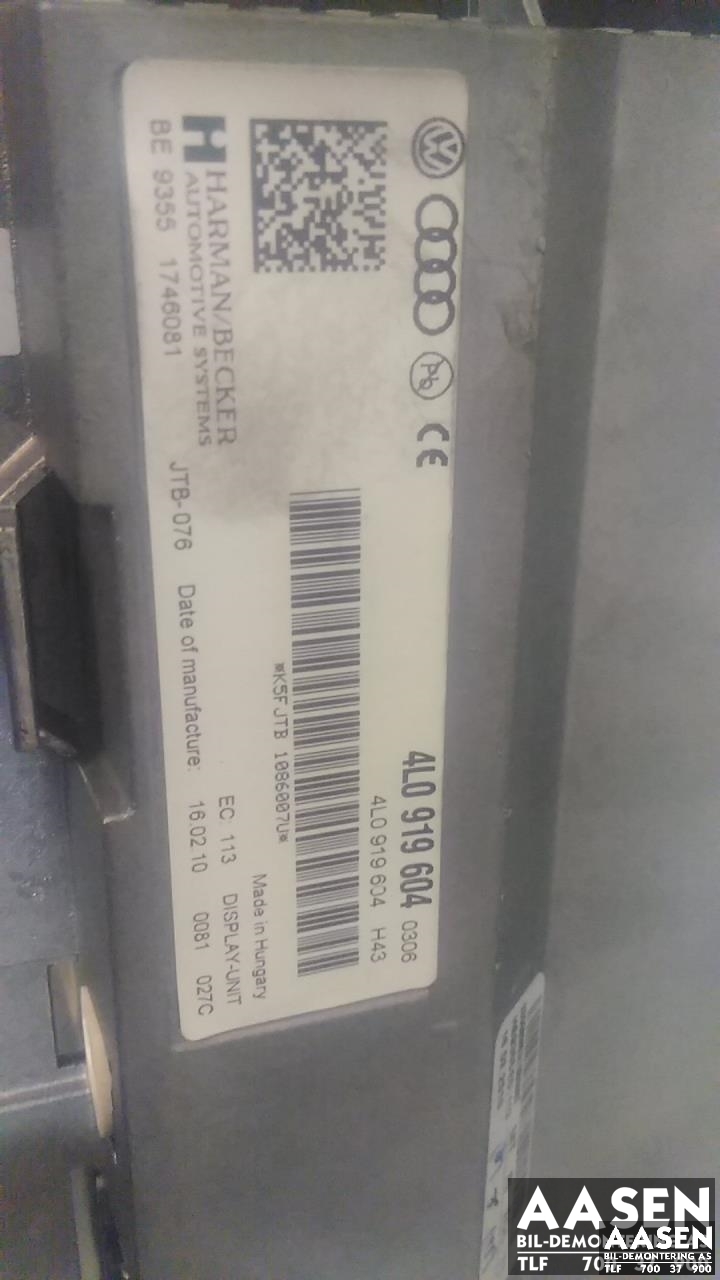 Bilstereo navigasjon skjerm til Audi A4 2007-2014 (Type IV) (B8) (B8) (HARMAN/BECKER|8T0 919 604|4L0 919 604|)