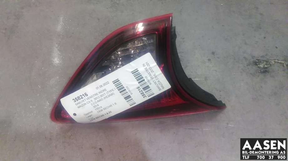 Baklykt venstre indre til Mazda CX-5 2012-2017 (Type I) (KD53513G0D|)