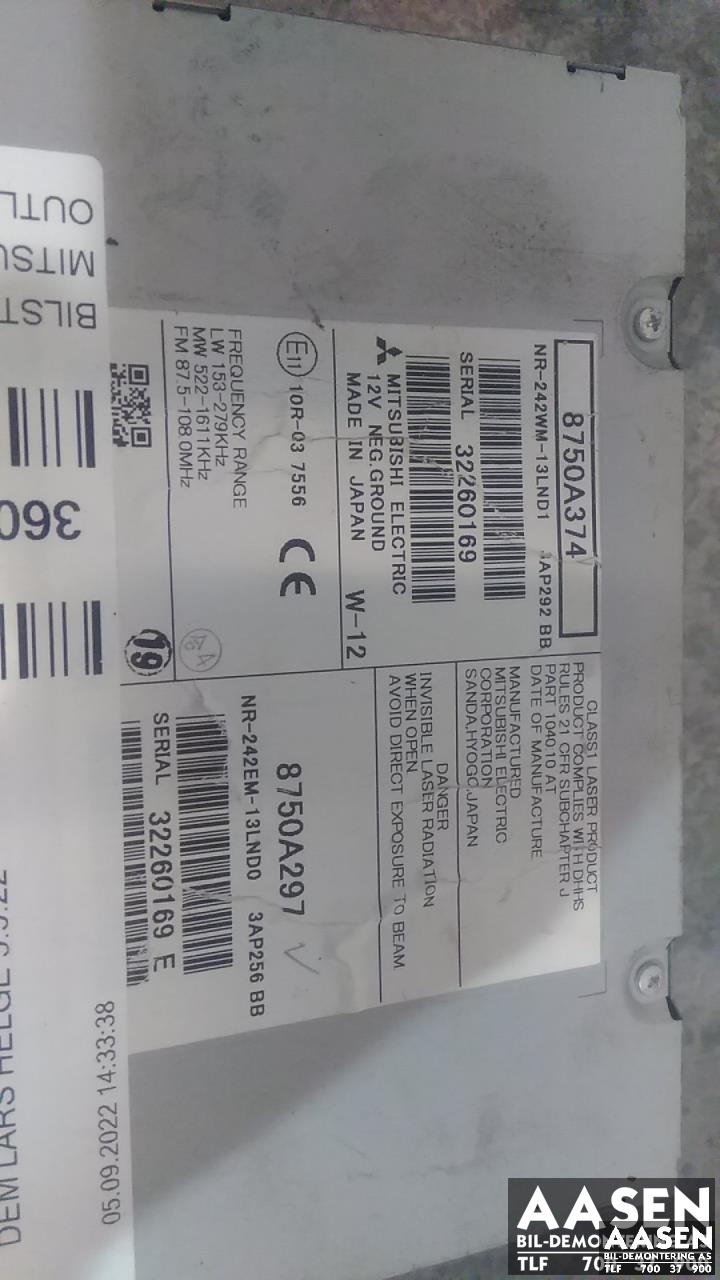Bilstereo til Mitsubishi Outlander 2012-2015 (Type III, Fase 1)  (8701A562|)