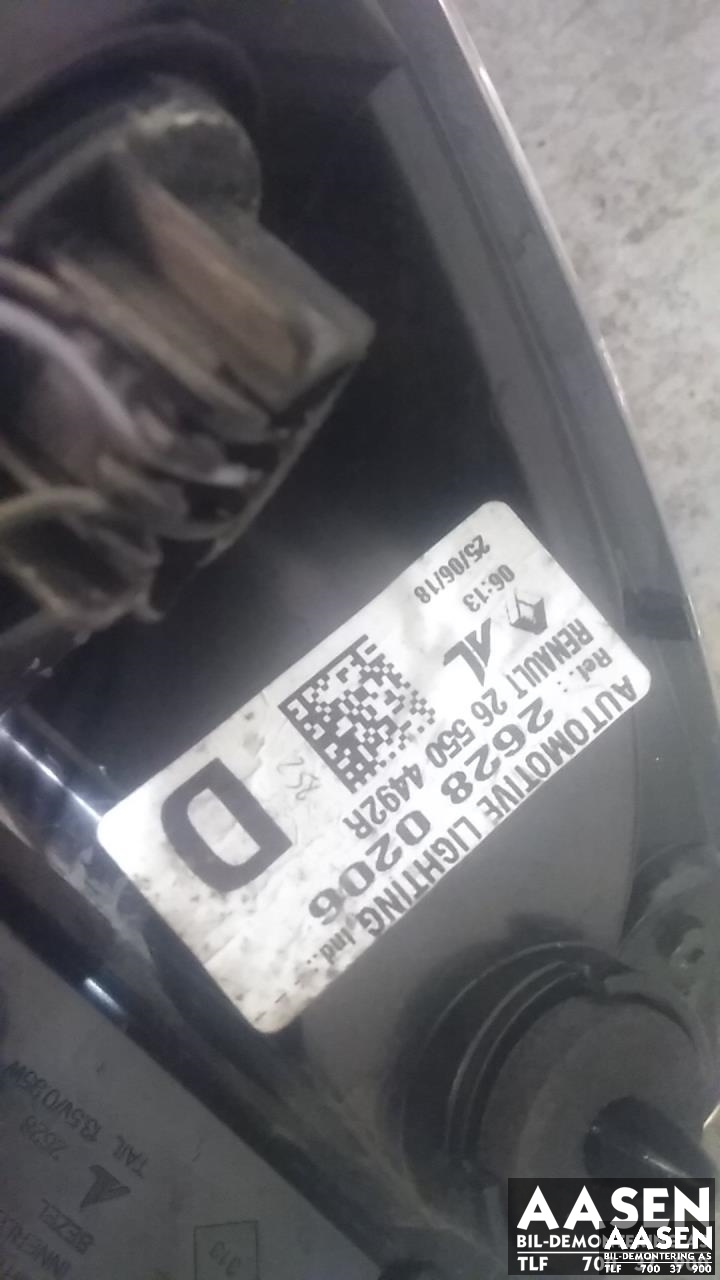 Baklykt høyre til Renault Zoe 2013-2019 (Fase 1)  (AL|265504492R|)