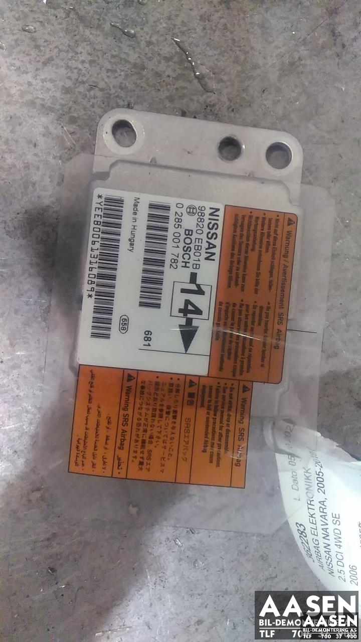 Airbag elektronikk til Nissan Navara, 2005-2010 (Fase 1) (D40) (D40) (BOSCH|98820EB01B)