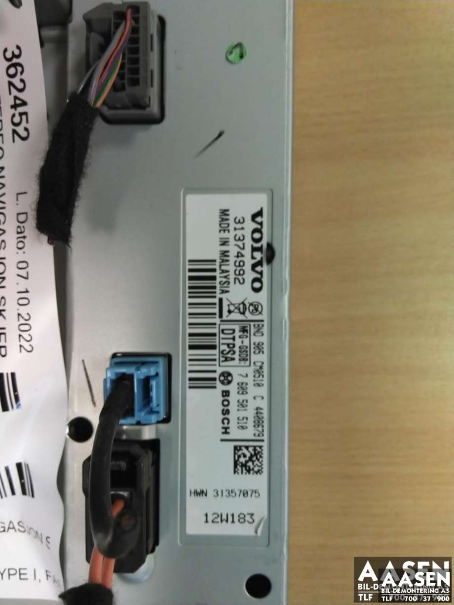 Bilstereo navigasjon skjerm til Volvo V60 2010-2013 (Type I, Fase 1)  (31374992|)