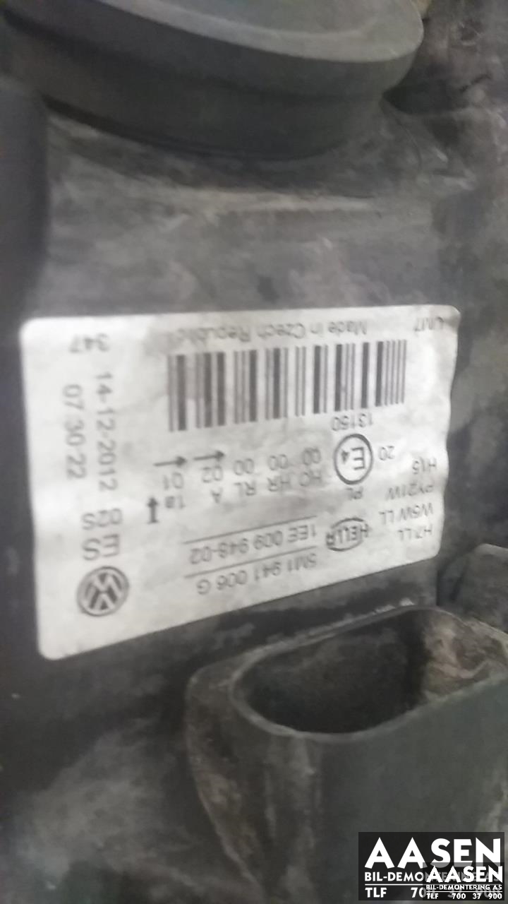 Frontlykt høyre halogen til VW Golf, Plus/Cross 2009-2013 (Fase 2) (HELLA|5M1 941 006 G|)