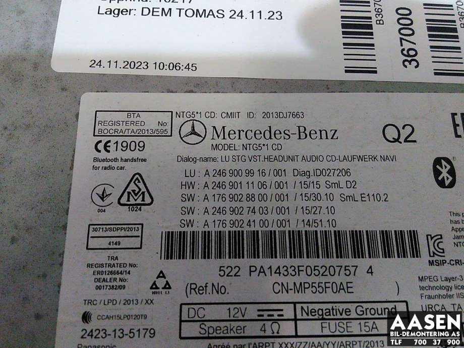 Bilstereo til Mercedes GLA 2014-2020 (X156) (X156) (A 246 900 99 16|)