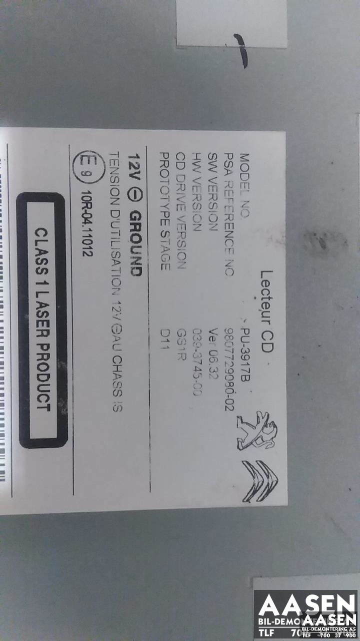 Bilstereo navigasjon til Peugeot 508 2014-2018 (Type I, Fase 2)  (9807729080-02|16 132 276 80|16 810 165 80)