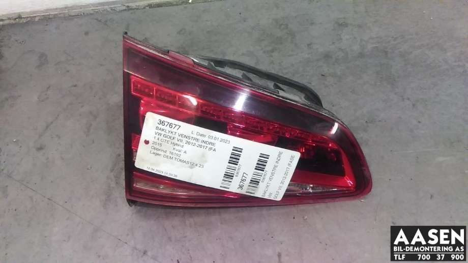 Baklykt venstre indre til VW Golf VII 2012-2017 (Fase 1)  (5G0 945 307 F|)
