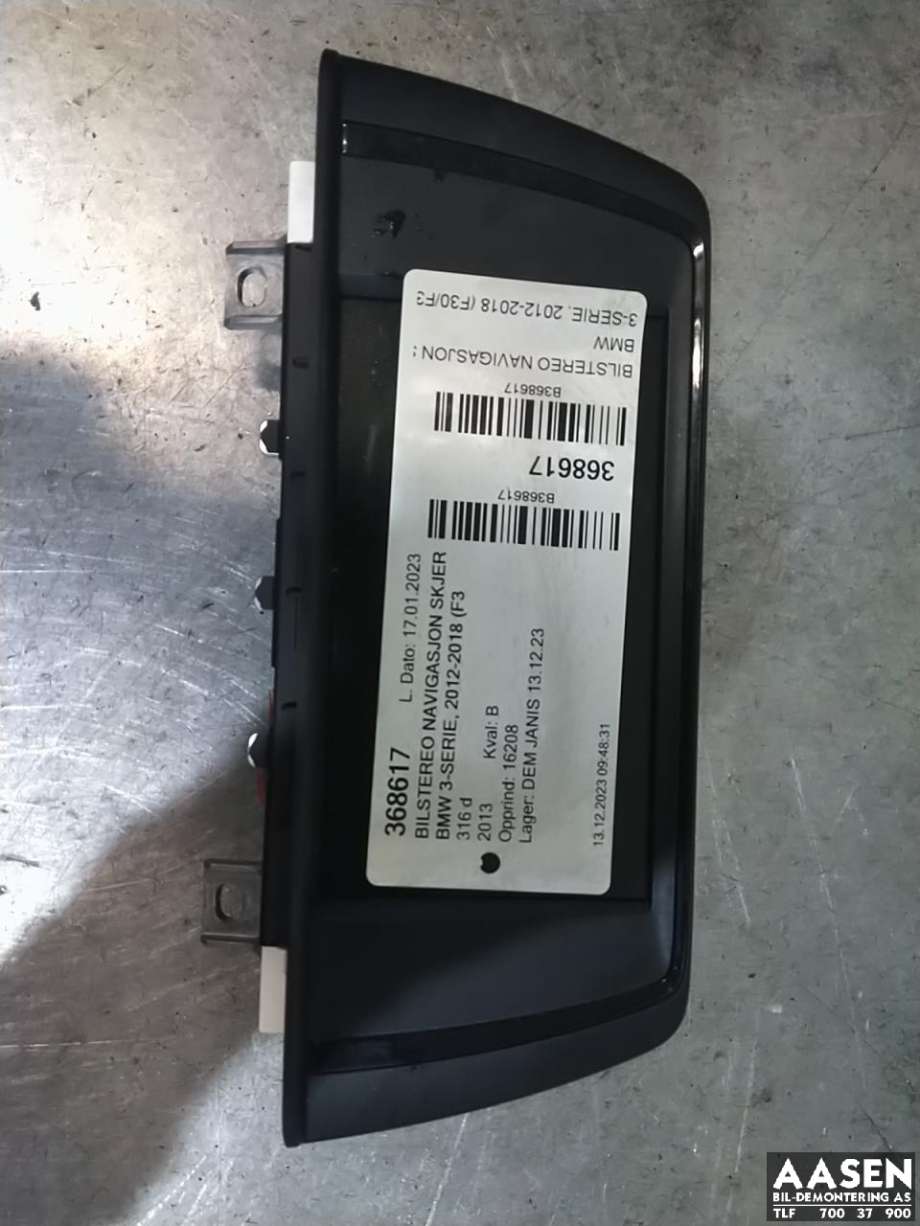 Bilstereo navigasjon skjerm til BMW 3-Serie 2012-2018 (F30/F31/F34) (F30/F31/F34) (65 50 9 270 393|)