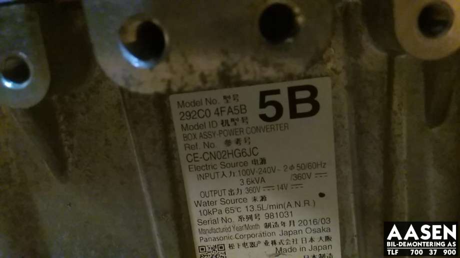 Inverter elbil til Nissan E-NV200 2014-->>  (291A04FA0A|292C0 4FA5B|)