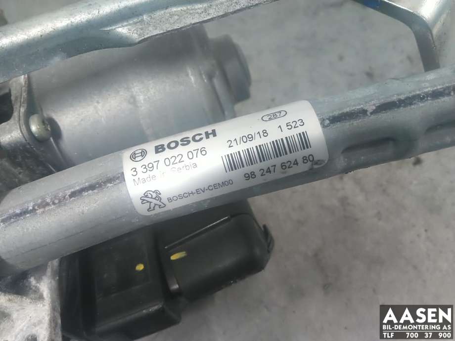 Viskermotor frontrute komplett m/overføring til Peugeot 3008 2016-->> (Type II) (98 247 624 80|)