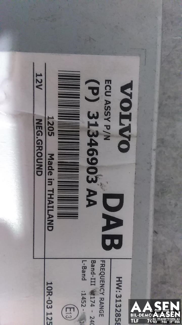 Styreenhet DAB til Volvo V60 2010-2013 (Type I, Fase 1)  (31346903AA|)