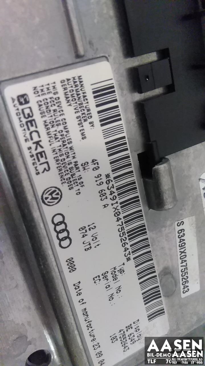 Bilstereo navigasjon skjerm til Audi A6 2005-2008 (Type III, Fase 1) (C6) (C6) (8T0 919 603 C|4F0 919 603 A|)
