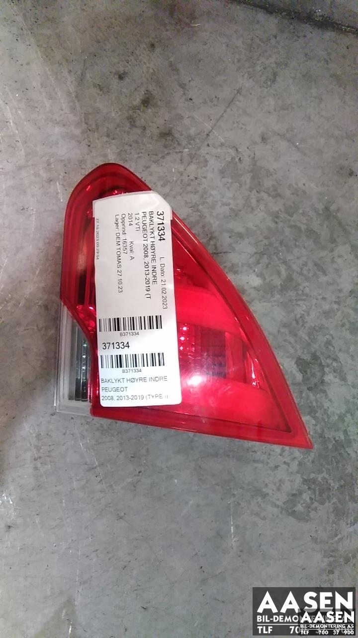 Baklykt høyre indre til Peugeot 2008 2013-2019 (Type I) (96 780 745 80|)