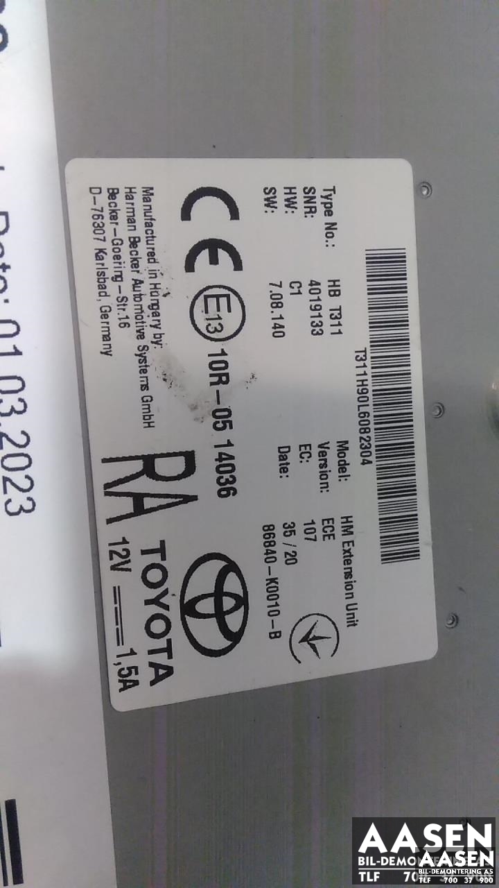 Bilstereo navigasjon til Toyota Corolla 2019-->> (86840-K0010-B|)