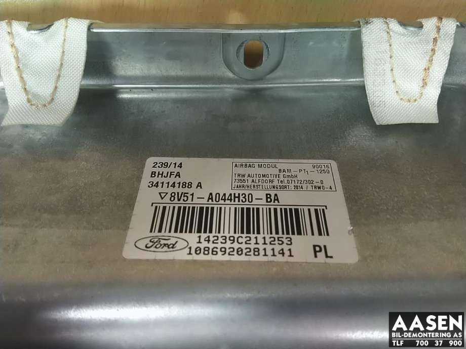 Airbag passasjer til Ford Fiesta 2013-2017 (Type VI, Fase 2)  