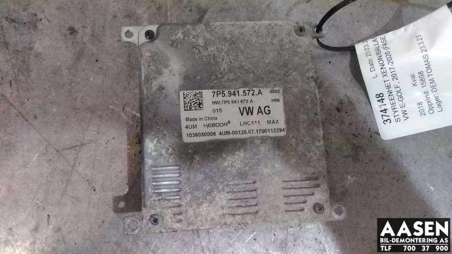 Styreenhet xenon/ballast til VW e-Golf, 2017-2020 (Fase 2)  (7P5941572A)