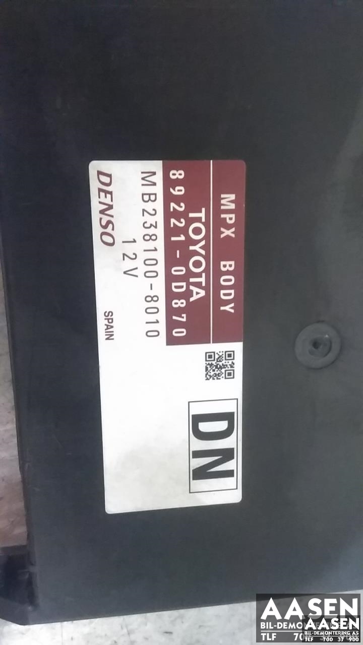 Styreenhet diverse til Toyota Yaris 2014-2020 (Type III, Fase 2)  (DENSO|89221-0D870|)