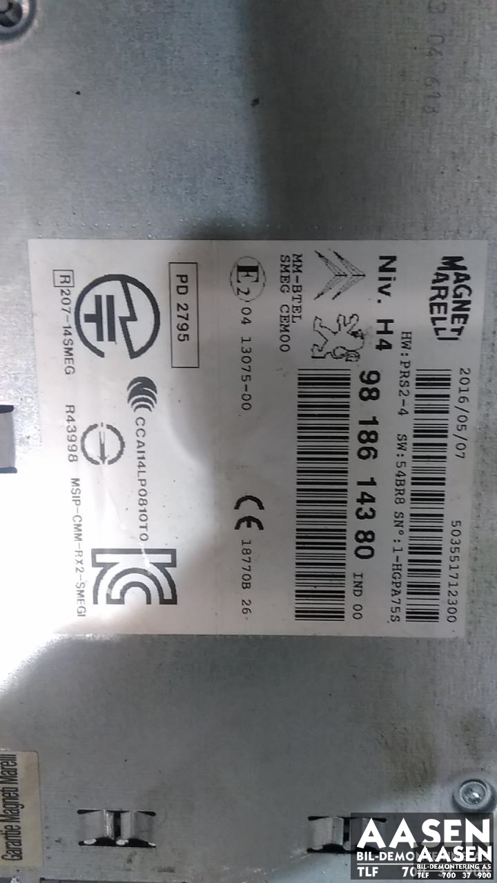 Bilstereo til Peugeot 508 2014-2018 (Type I, Fase 2) (MAGNET MARELLI|9818614380|)