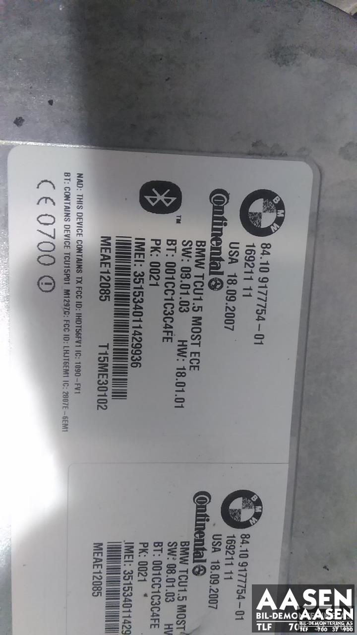 Styreenhet bluetooth til BMW X5 2007-2013 (E70) (E70) (CONTINENTAL|84.109177754-01|84 10 9 219 824|84 10 9 193 857)