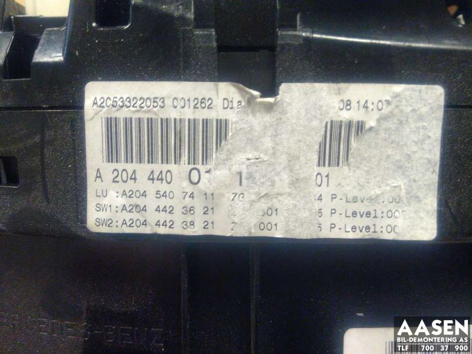 Instrumentpanel til Mercedes C-Klasse 2007-2011 (Fase 1) (W204) (W204) (A 204 440 01 11|A 204 900 43 00|)