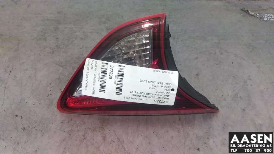 Baklykt venstre indre til Mazda CX-5, 2012-2017 (Type I)  