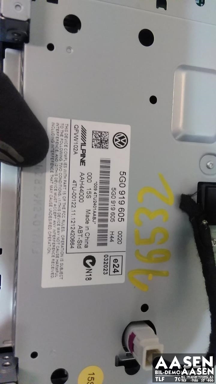 Bilstereo navigasjon skjerm til VW Golf VII 2012-2017 (Fase 1) (ALPINE|5G0919605|)