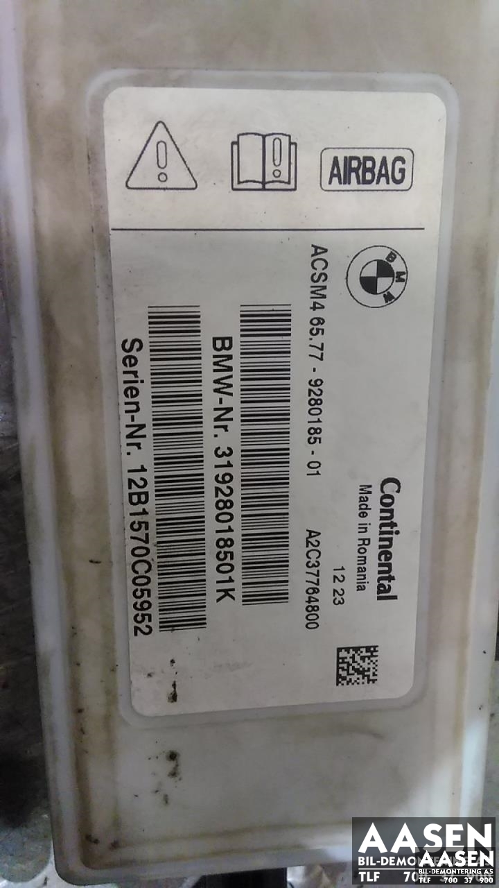Airbag elektronikk til BMW X3 2010-2017 (F25) (F25) (CONTINENTAL|65.77-9280185-01|)