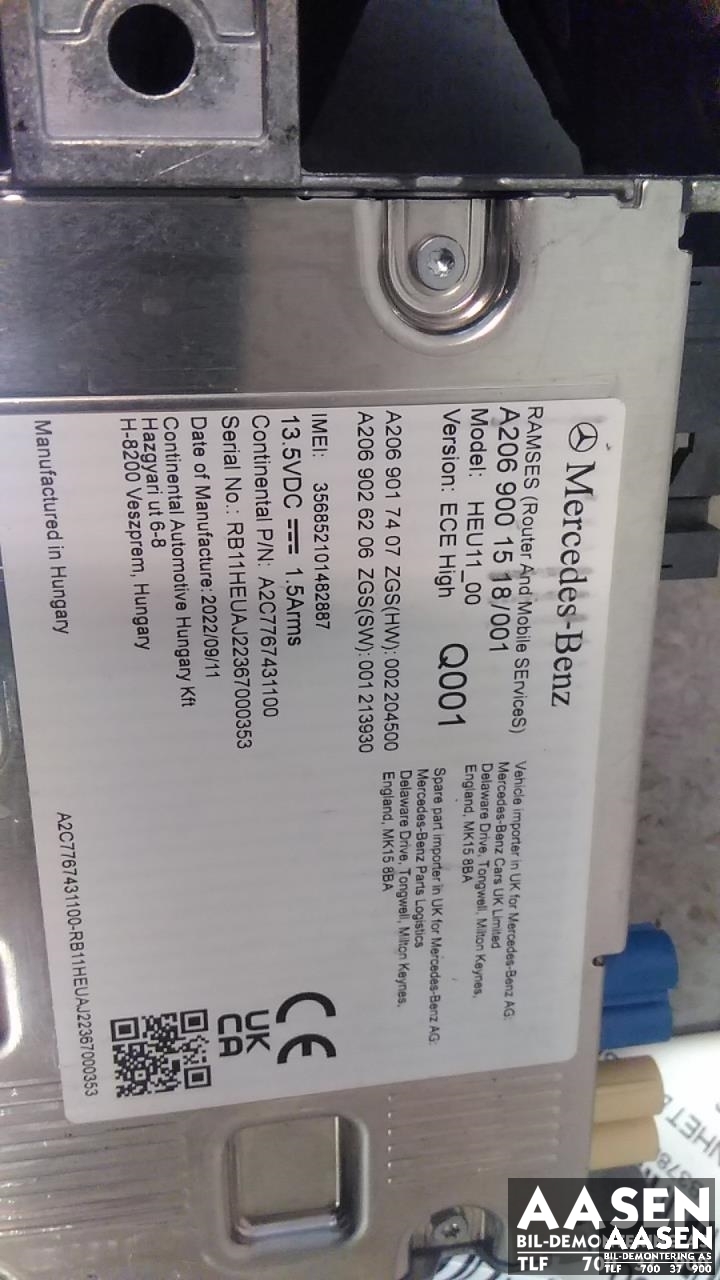 Styreenhet bluetooth til Mercedes EQS 2021-->> (V297) (V297) (A2069001518|)