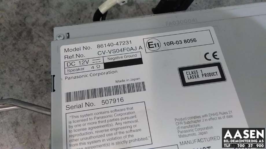 Bilstereo navigasjon skjerm til Toyota Prius +7 2012-2020 (Type III) (stasjonsvogn) (stasjonsvogn) (86140-47231|)
