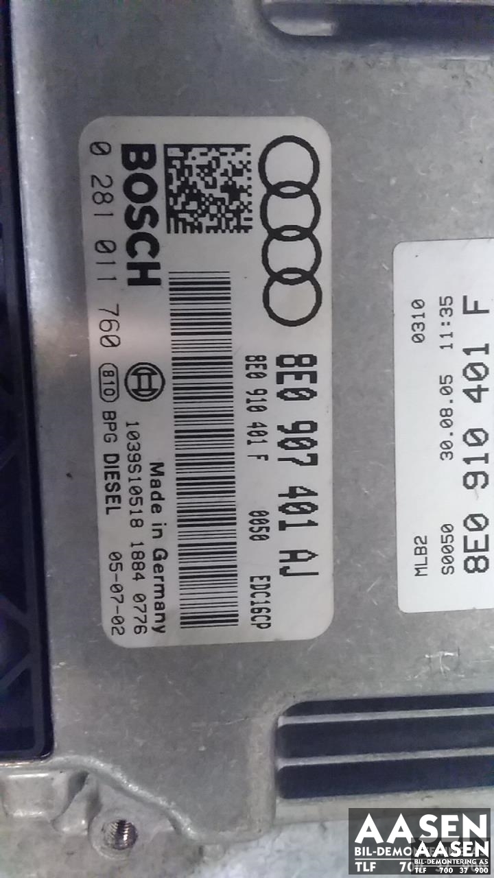 Styreenhet motor til Audi A4 2004-2008 (Type III) (B7) (B7) (BOSCH|8E0 910 401 F|8E0 910 401 FX|)