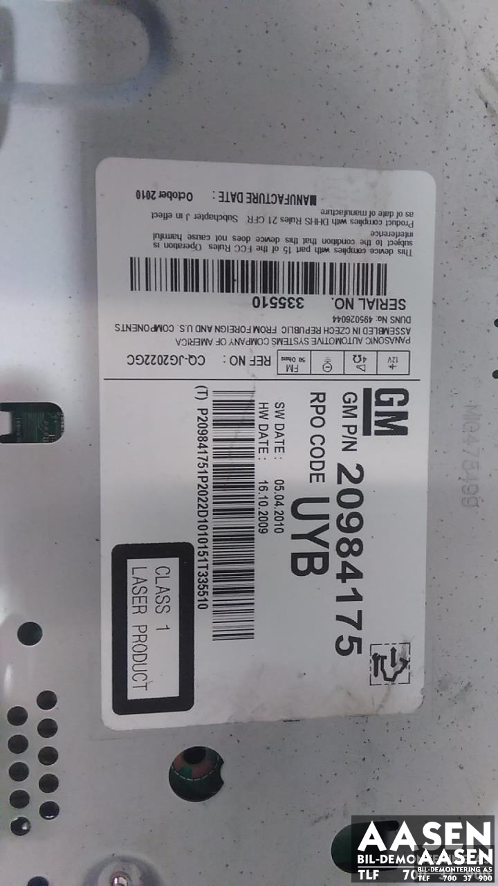 Bilstereo til Opel Meriva B 2010-2017  (PANASONIC|20984175|)