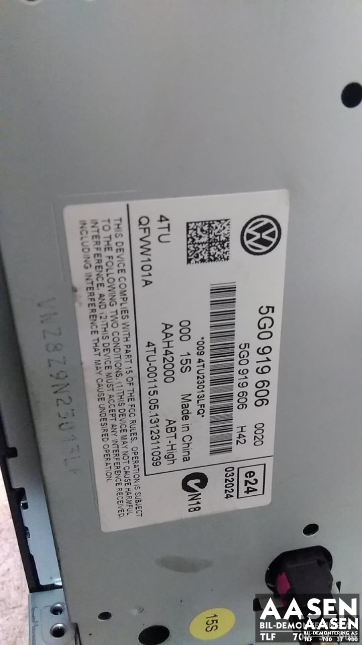 Bilstereo, med DAB til VW Golf VII 2012-2017 (Fase 1)  (5G0 919 606|)