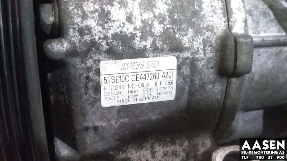 Aircondition kompressor til Toyota Yaris 2012-2014 (Type III, Fase 1)  (DENSO|447260-4201|)