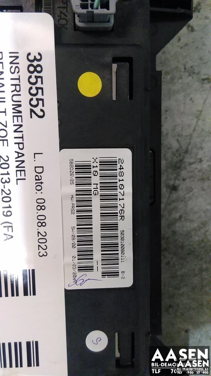 Instrumentpanel til Renault Zoe 2013-2019 (Fase 1) (248107176R|)