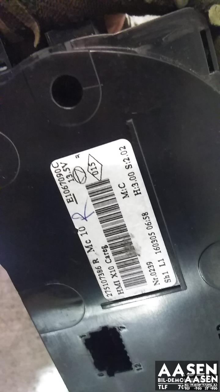 Varmeapparat betjening til Renault Zoe 2013-2019 (Fase 1)  (VALEO|275107386R|)