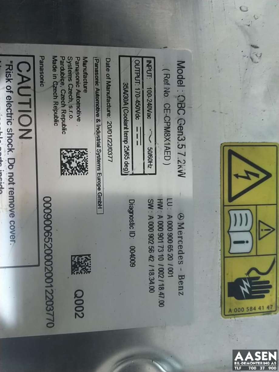 Batterilader (OBC - On Board Charger) til Mercedes EQC 2019-->> (A 000 900 65 20|)