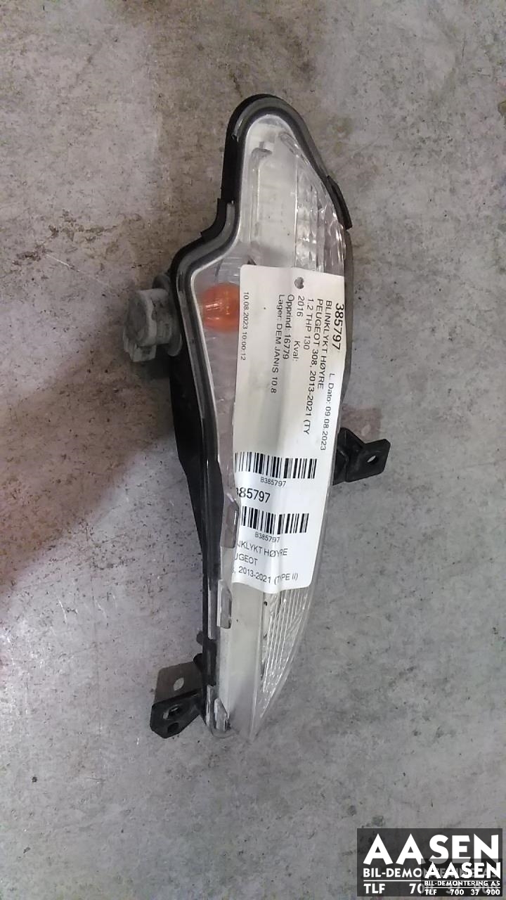 Blinklykt høyre til Peugeot 308, 2013-2021 (Type II)  (96 780 392 80)