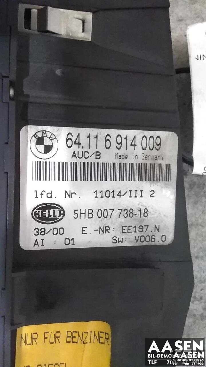 Varmeapparat betjening til BMW 3-Serie 1998-2005 (E46) (E46) (HELLA|64.116914009|)