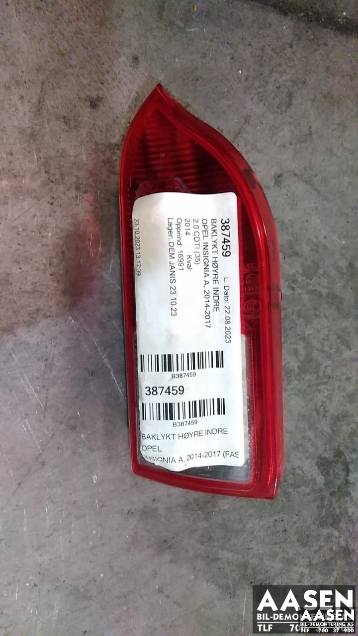 Baklykt høyre indre til Opel Insignia A, 2014-2017 (22950970)