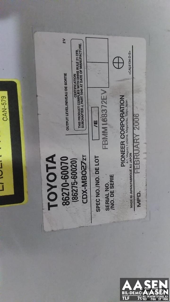 Bilstereo CD-veksler til Toyota Land Cruiser 120 2002-2009  (PIONEER|86270-60070|)